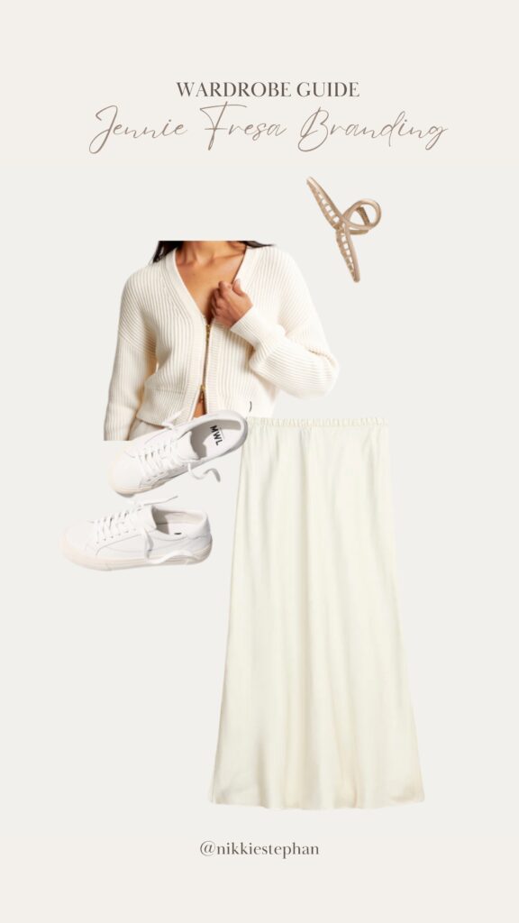 Neutral branding photoshoot outfit for Jennie Fresa by Nikki Estephan